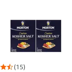 Två förpackningar Morton Coarse Kosher Salt, perfekt för matlagning och speciellt för påsk. Denna kosher salt svenska är en pålitlig krydda.