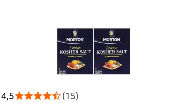 Två förpackningar Morton Coarse Kosher Salt, perfekt för matlagning och speciellt för påsk. Denna kosher salt svenska är en pålitlig krydda.