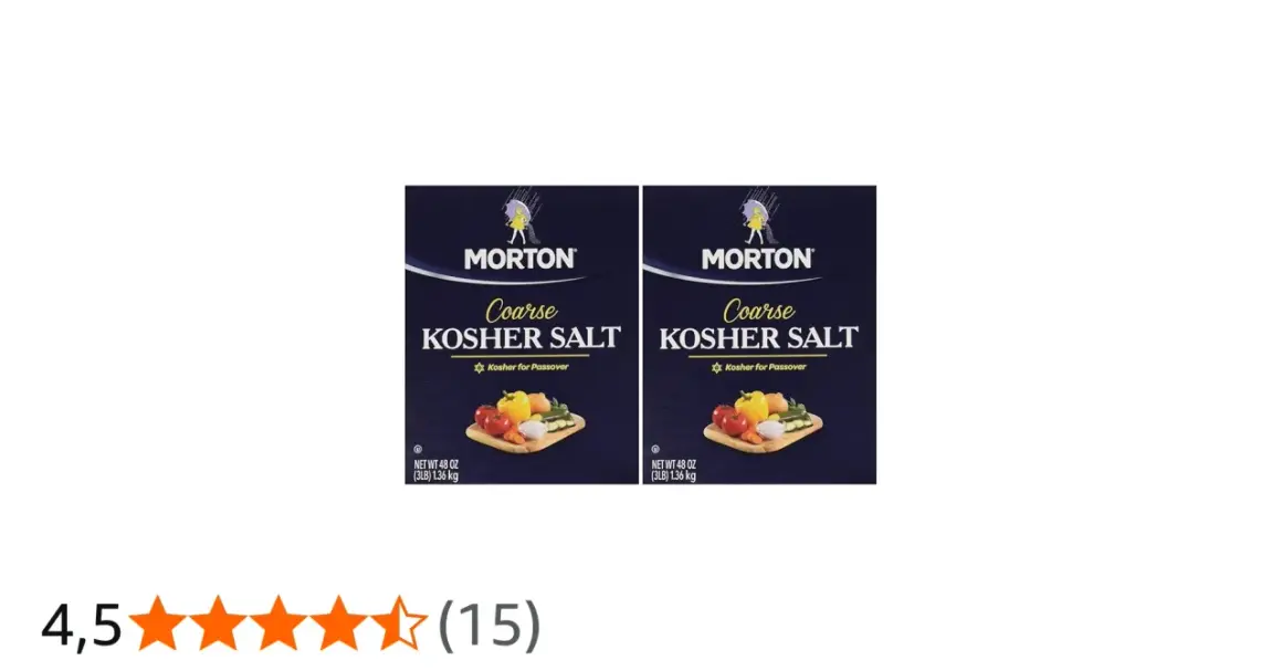 Två förpackningar Morton Coarse Kosher Salt, perfekt för matlagning och speciellt för påsk. Denna kosher salt svenska är en pålitlig krydda.