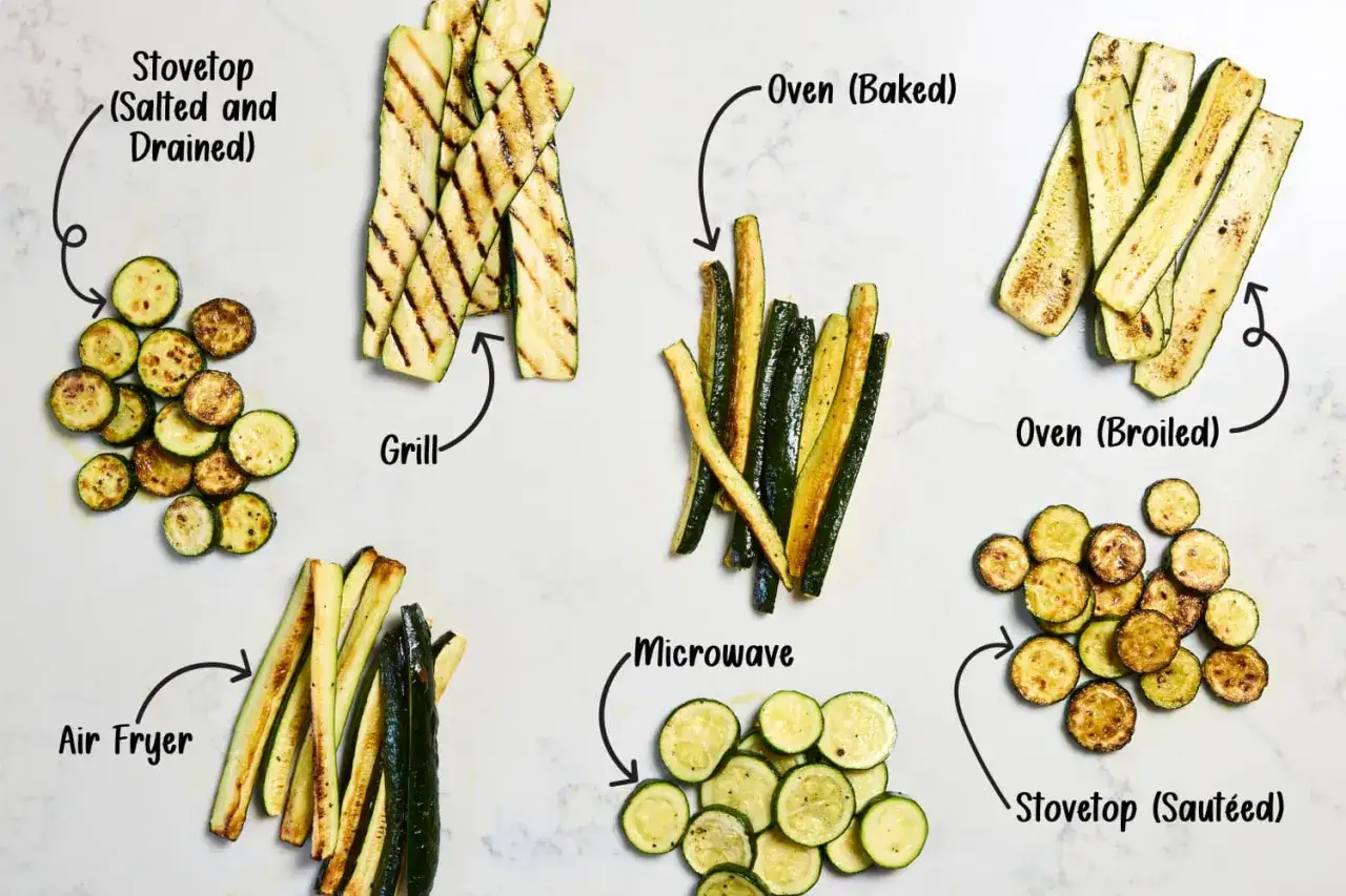 Olika sätt att tillaga zucchini: grillad, ugnsbakad, ugnsgrillad, airfryer, mikrovågsugn och stekt. Ett bra zucchini recept kan göras på många sätt!